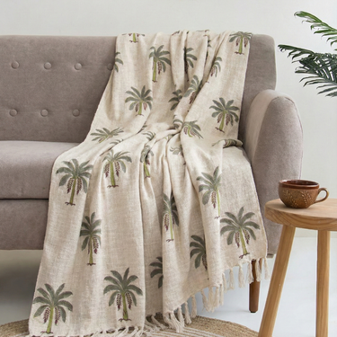 Palm Print Sofa Throw Blanket For Decor
