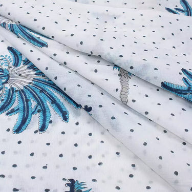 Palm Tree Cotton Hand Block Printed Clothing Fabric