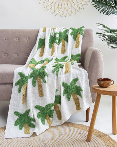 Palm Tree Cozy Gauze Throw Blanket for Sofa Decor