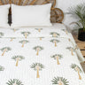 Palm Tree Print Jaipuri Block Print Kantha Quilt