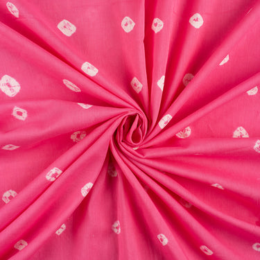 Pink Bandhani Print Cotton Fabric Dress Material