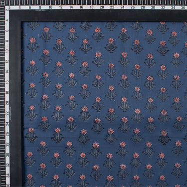 Pink Floral Hand Block Printed Discharge Fabric