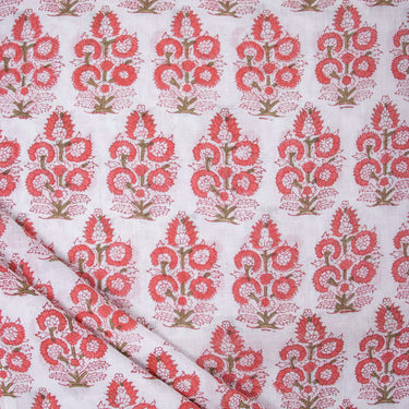 Pink Jaipuri Cotton Hand Block Printed Fabric