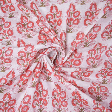 Pink Jaipuri Cotton Hand Block Printed Fabric