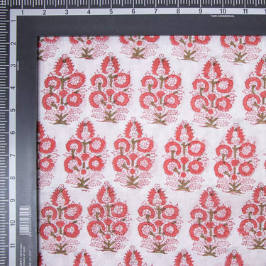 Pink Jaipuri Cotton Hand Block Printed Fabric