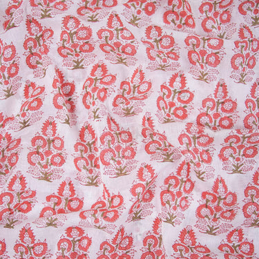 Pink Jaipuri Cotton Hand Block Printed Fabric