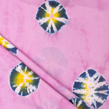Pink Polkas Dots Handmade Tie Dye Shibori Cotton Fabric