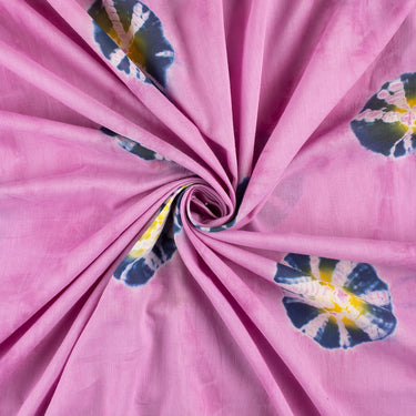 Pink Polkas Dots Handmade Tie Dye Shibori Cotton Fabric