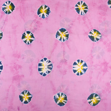 Pink Polkas Dots Handmade Tie Dye Shibori Cotton Fabric