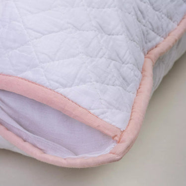 Pink Stripe 100% Cotton Machine Quilted Pillow Cover