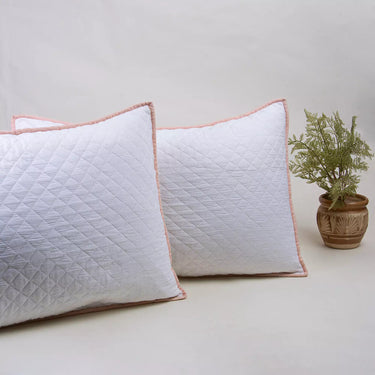Pink Stripe 100% Cotton Machine Quilted Pillow Cover