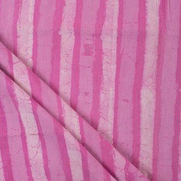 Pink Stripe Dabu Cotton Hand Block Printed Fabric