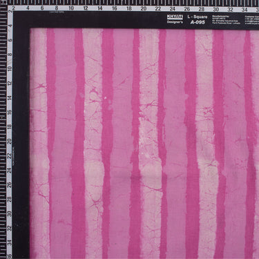 Pink Stripe Dabu Cotton Hand Block Printed Fabric
