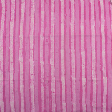Pink Stripe Dabu Cotton Hand Block Printed Fabric