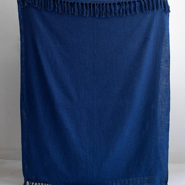 Plain Blue Sofa Throw Blanket with 2 Cushion Cover - Gift for Home Use