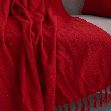 Plain Cotton Sofa Throw Blanket with 2 Cushion Covers - Useful Gift Items for Home