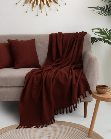 Plain Organic Sofa Throws for Living Room with Cushion Covers - Diwali Gifts for Home