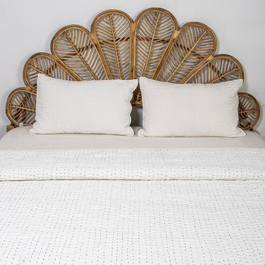 Plain White Handmade Soft Cotton Kantha Quilt