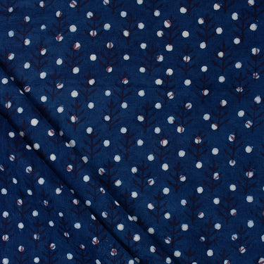 Polka Dots Indigo Cotton Hand Block Print Fabric