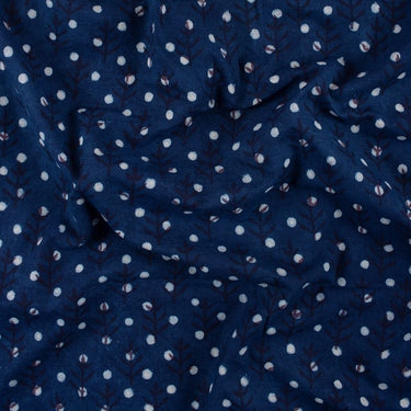 Polka Dots Indigo Cotton Hand Block Print Fabric