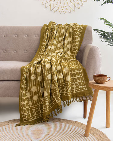 Polka Dots Organic Cotton Block Print Throw Online