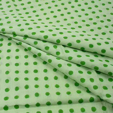 Polkas Dots Hand Block Cotton Fabric For Kurti