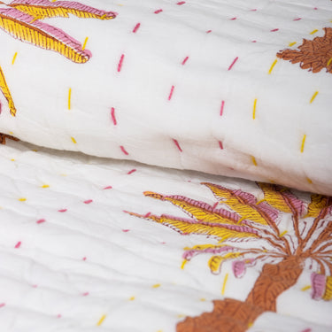 Popular Palm Tree Printed Soft Kantha Blankets Quilts