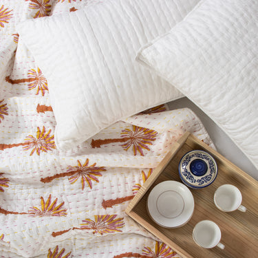 Popular Palm Tree Printed Soft Kantha Blankets Quilts