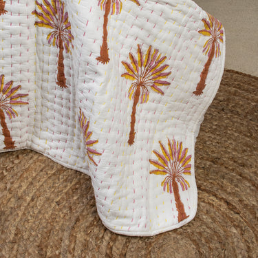 Popular Palm Tree Printed Soft Kantha Blankets Quilts