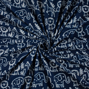 Premium Animal Indigo Block Print 