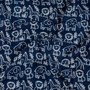 Premium Animal Indigo Block Print 