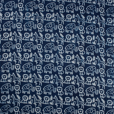 Premium Animal Indigo Block Print 