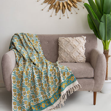 Premium Block Printed Sofa Throw Blanket