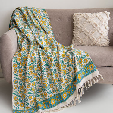 Premium Block Printed Sofa Throw Blanket
