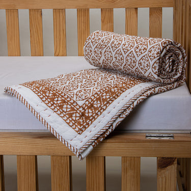 Premium Brown Pure Kantha Cotton Baby Quilt