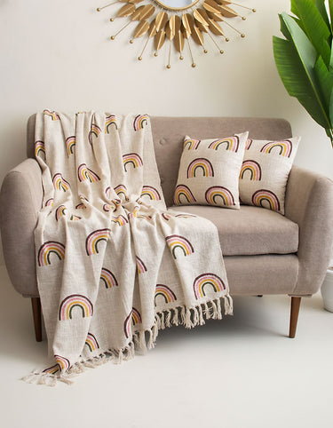 Premium Corporate Gift Printed Sofa Throw & Cushion Cover 