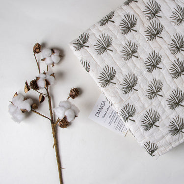 Premium Dyed Green Tree Print Cotton Baby Blankets For Winter