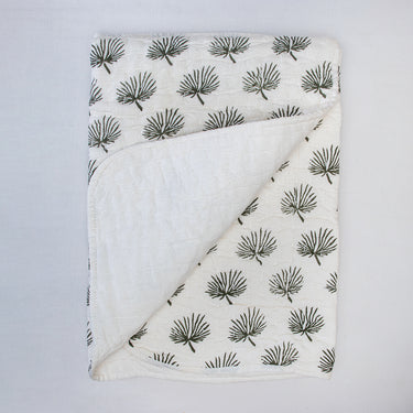 Premium Dyed Green Tree Print Cotton Baby Blankets For Winter
