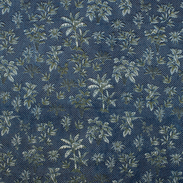 Premium Floral Hand Block Print Indigo Cotton Fabric