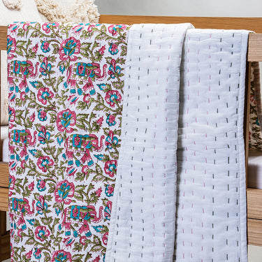 Premium Floral Printed Organic Cotton Baby Blankets For Winter