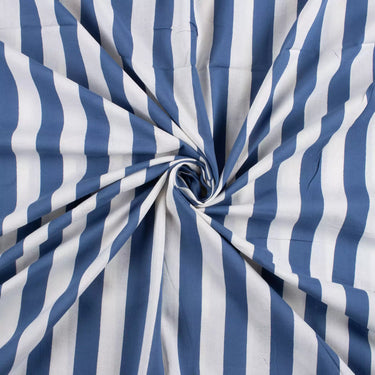 Premium Hand Block Blue Stripe Printed Fabric