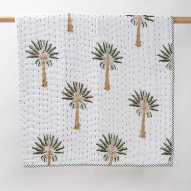 Premium Hand Block Palm Print Cotton Baby Quilt