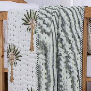 Premium Hand Block Palm Print Cotton Baby Quilt