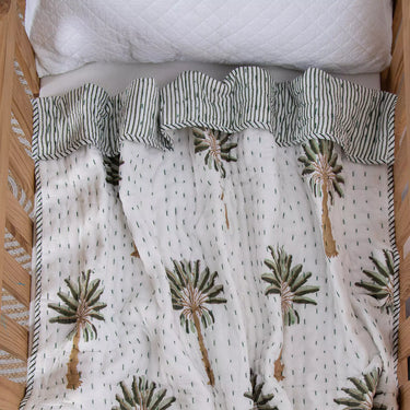 Premium Hand Block Palm Print Cotton Baby Quilt