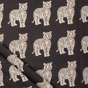 Premium Hand Block Printed Tiger Print Bagru Fabric