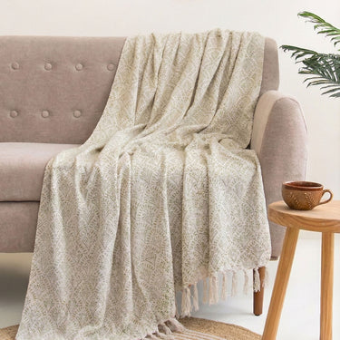 Premium Leaf Printed Cotton Throw for Couch