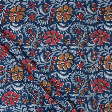 Premium Multicolor Floral Hand Block Print Fabric