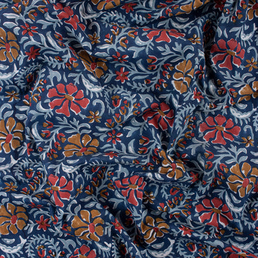Premium Multicolor Floral Hand Block Print Fabric