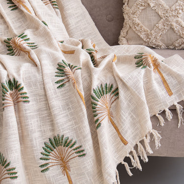 Premium Palm Print Cotton Throws for Sofas