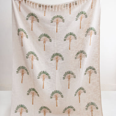 Premium Palm Print Cotton Throws for Sofas